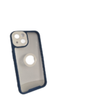 Iphone 13 permatomas dėklas su mėlynu/baltu konturu