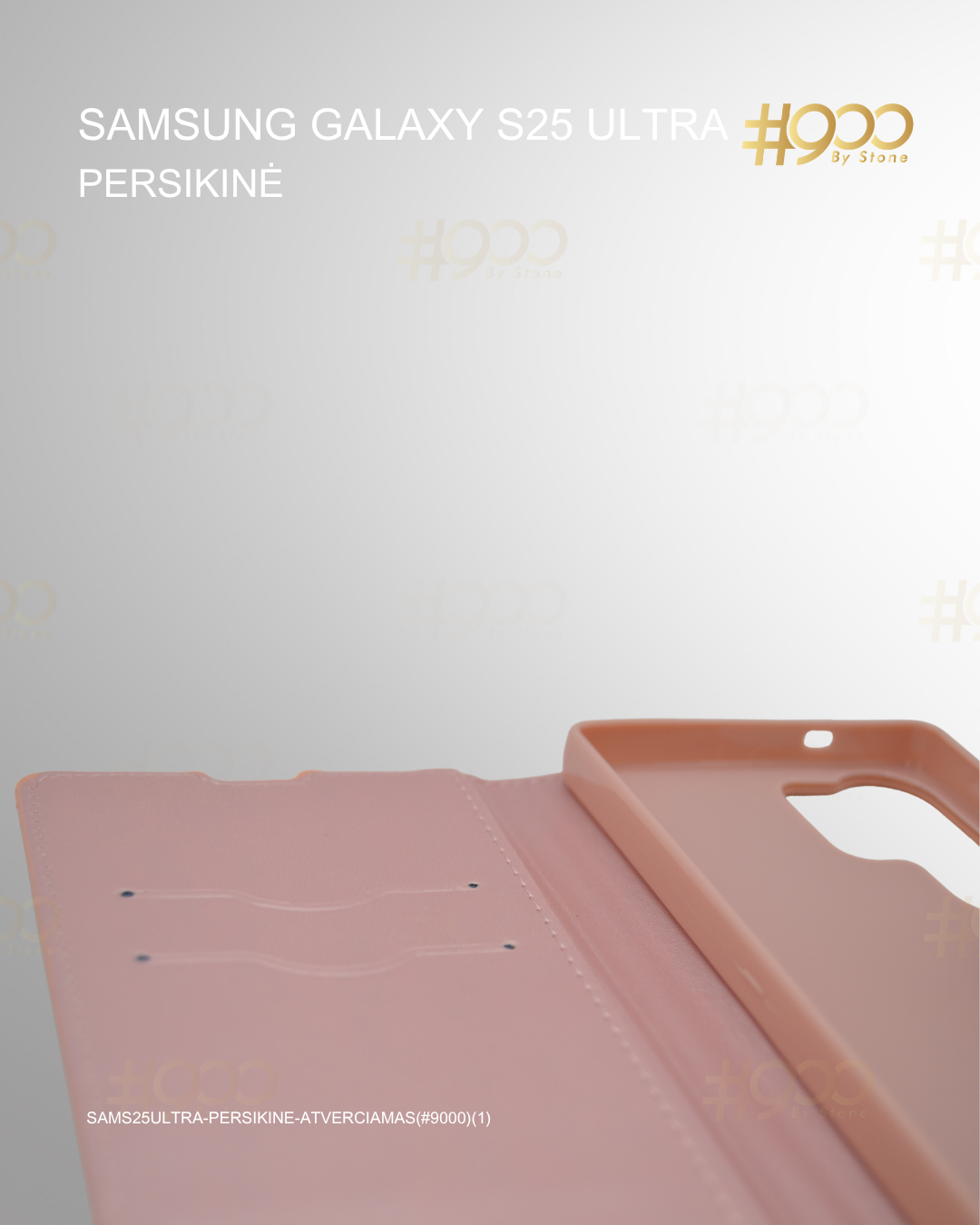 (20) penkiolikta deze Samsung Galaxy S25 Ultra atverčiamas dėklas – Persikinė