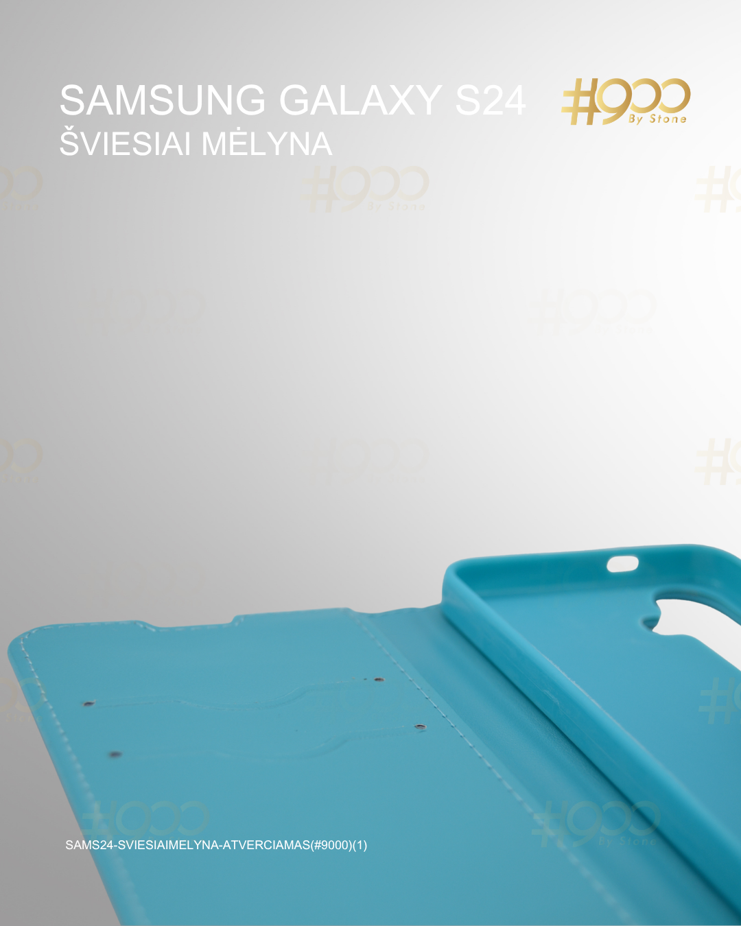 (45) trylikta deze Samsung Galaxy S24 atverčiamas dėklas – Šviesiai Mėlyna