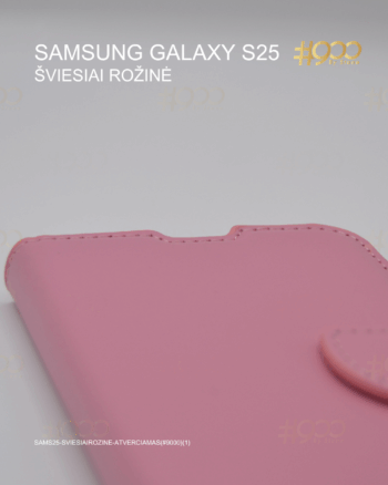 Samsung Galaxy S25 atverčiamas dėklas – Šviesiai Rožinė
