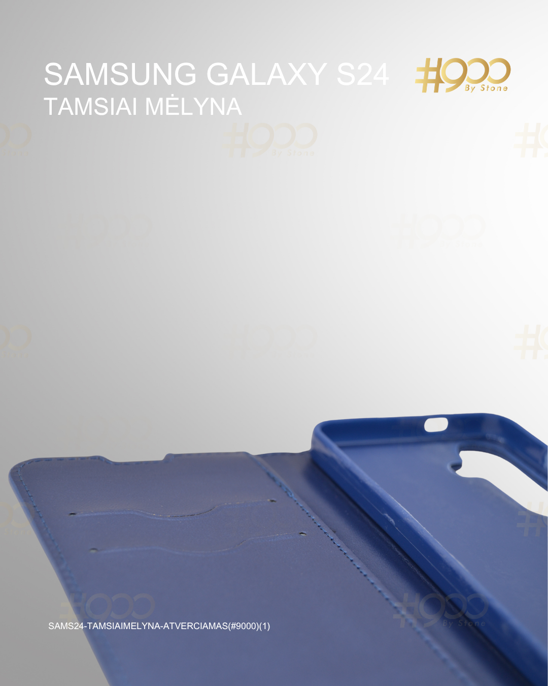 (55) trylikta deze Samsung Galaxy S24 atverčiamas dėklas – Tamsiai Mėlyna