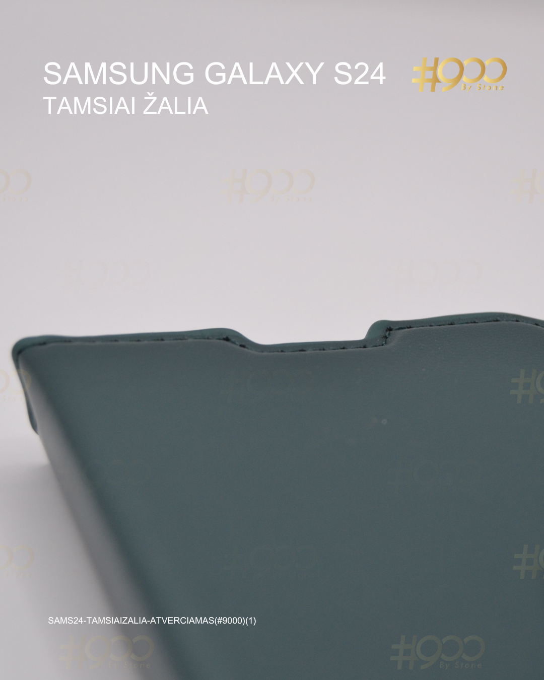 (56) trylikta deze Samsung Galaxy S24 atverčiamas dėklas – Tamsiai Žalia