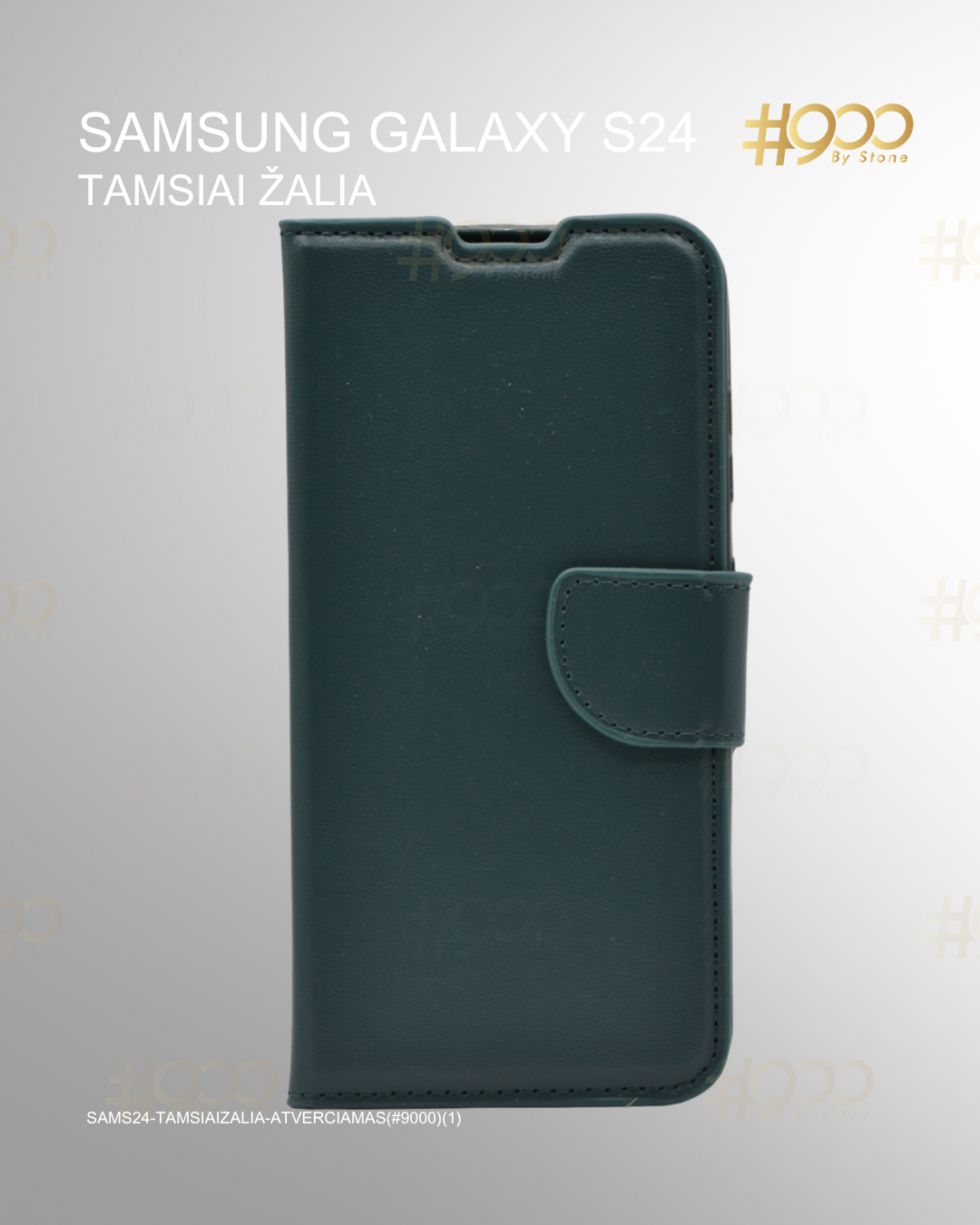 (57) trylikta deze Samsung Galaxy S24 atverčiamas dėklas – Tamsiai Žalia